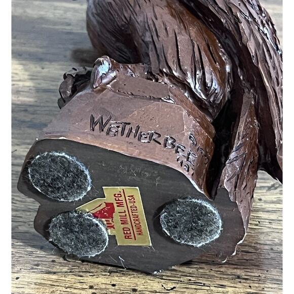 Red Mill Hand Carved Pecan Wood Eagle Sculpture signed Wetherbee - Picture 7 of 8